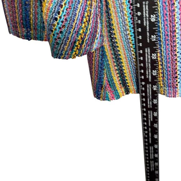 Slinky Brand Sweater Women's Medium Colorful Rainbow Open Knit Flare Sleeve - Picture 6 of 7